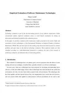 Empirical Evaluation of Software Maintenance ... - Semantic Scholar