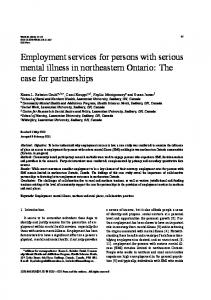 Employment services for persons with serious mental ... - IOS Press