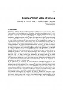 Enabling WiMAX Video Streaming