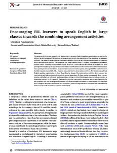 Encouraging ESL learners to speak English in ... - TAF Publications