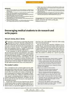 Encouraging medical students to do research and write papers - CMAJ