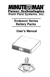 Endeavor Battery Pack User's Manual