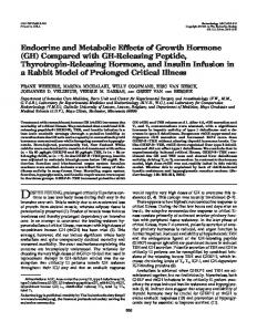 Endocrine and Metabolic Effects of Growth Hormone (GH) Compared ...