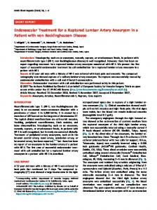 Endovascular Treatment for a Ruptured Lumbar Artery Aneurysm in a ...