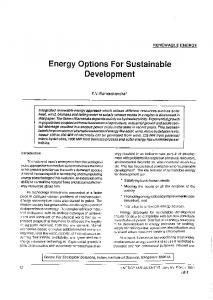Energy Options For Sustainable Development - Environmental ...