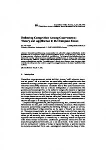 Enforcing Competition Among Governments: Theory ... - Springer Link