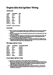 Engine Idle And Ignition Timing - JPS