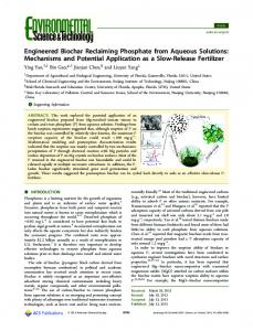 Engineered Biochar Reclaiming Phosphate from Aqueous Solutions ...