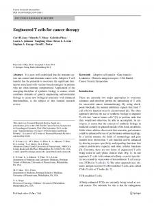 Engineered T cells for cancer therapy