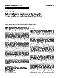 Engineering bacterial biopolymers for the biosorption of heavy metals ...