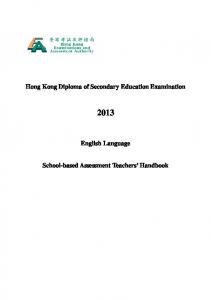 English Language School-based Assessment Teachers' Handbook
