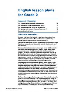 English lesson plans for Grade 2