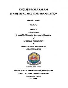 english-malayalam statistical machine translation - Amrita University