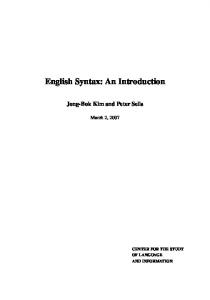 English Syntax: An Introduction