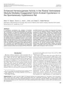 Enhanced Hemeoxygenase Activity in the Rostral Ventrolateral ...
