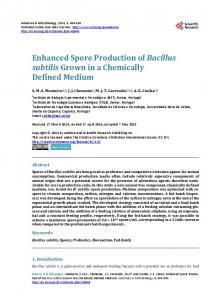 Enhanced Spore Production of Bacillus subtilis Grown