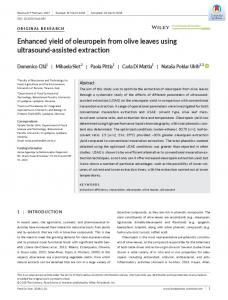 Enhanced yield of oleuropein from olive leaves using ...