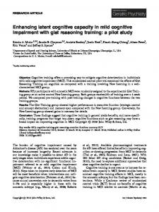 Enhancing latent cognitive capacity in mild cognitive ...