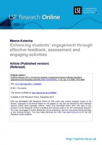 Enhancing students' engagement through effective feedback