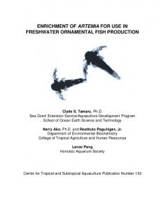 enrichment of artemia for use in freshwater ornamental fish production