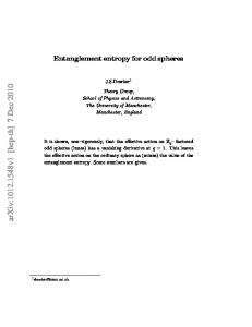 Entanglement entropy for odd spheres