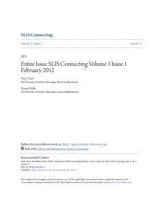 Entire Issue SLIS Connecting Volume 1 Issue 1 February 2012