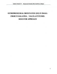 entrepreneurial orientation (eo) in small firms in