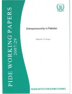 Entrepreneurship in Pakistan - Pakistan Institute of Development ...