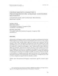 envejecimiento cognitivo y procesamiento del ... - SciELO - Conicyt