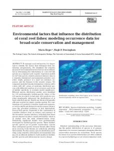 Environmental factors that influence the distribution of coral reef fishes ...