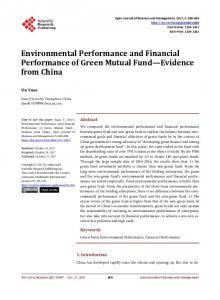 Environmental Performance and Financial Performance of Green ...