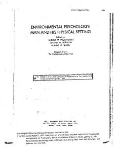 environmental psychology: man and his physical setting