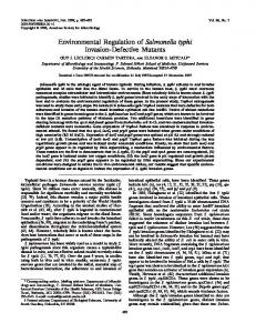 Environmental Regulation of Salmonella typhi Invasion-Defective ...