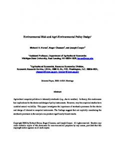 Environmental Risk and Agri-Environmental Policy ... - AgEcon Search