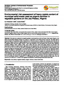 Environmental risk assessment of heavy metals content of municipal ...