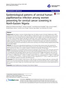 Epidemiological patterns of cervical human papillomavirus infection ...