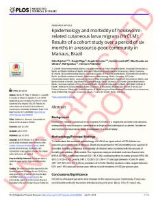 Epidemiology and morbidity of hookworm-related cutaneous ... - PLOS