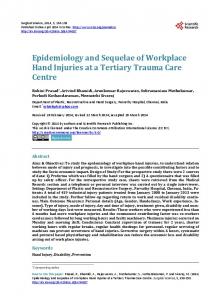 Epidemiology and Sequelae of Workplace Hand Injuries at a Tertiary ...