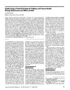 Epidemiology of Fine Particulate Air Pollution and ... - Europe PMC