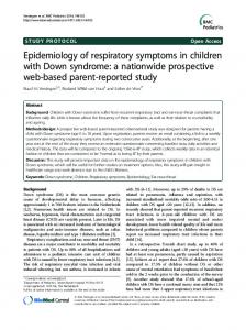 Epidemiology of respiratory symptoms in children with Down syndrome