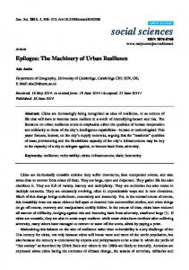 Epilogue: The Machinery of Urban Resilience - MDPI