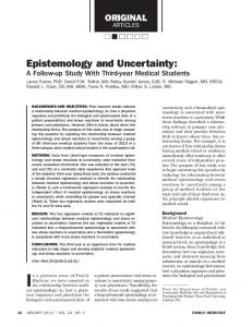 Epistemology and Uncertainty - STFM