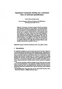 Equational Constraint Solving via a restricted form of universal ... - EHU