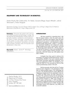 EQUIPMENT AND TECHNOLOGY IN ROBOTICS