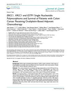 ERCC1, XRCC1 and GSTP1 Single Nucleotide ... - Journal of Cancer