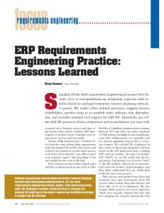 ERP requirements engineering practice: lessons learned - Software ...