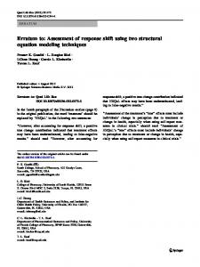 Erratum to: Assessment of response shift using two ... - Springer Link