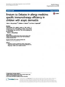 Erratum to: Debates in allergy medicine: specific ... - Springer Link