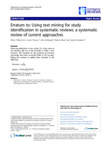 Erratum to: Using text mining for study ... - Semantic Scholar