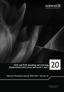 ESOL and ESOL Speaking and Listening (Stand Alone ... - Edexcel